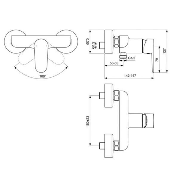 смеситель для душа ideal standard cerafine model o bc499aa