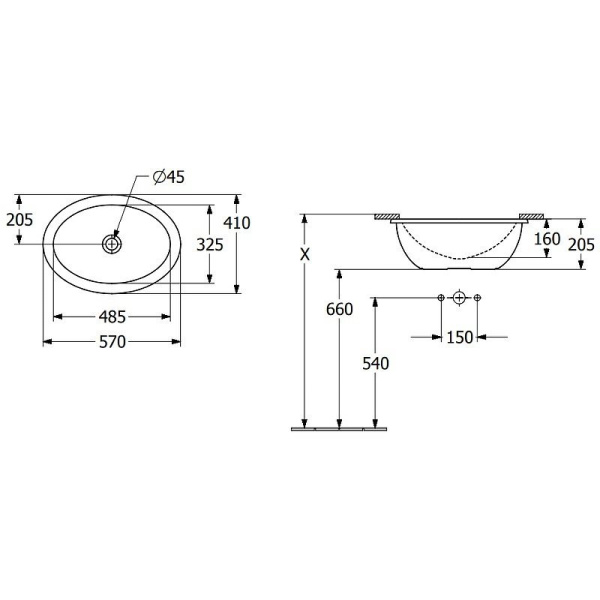 раковина встраиваемая villeroy&boch loop & friends 57 см, 4a5400r1, ceramicplus, цвет альпийский белый