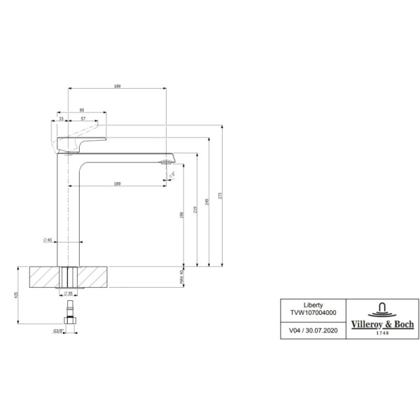 смеситель для раковины villeroy & boch liberty tvw10700400061 высокий