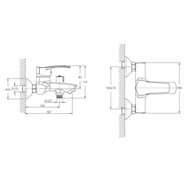 смеситель для ванны haiba hb6070 цвет хром