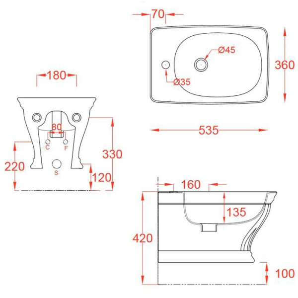 биде напольное artceram civitas cib001 02;00 цвет шампань глянцевый