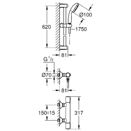 термостат для душа grohe grohtherm 500 34796000