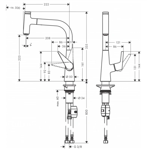 смеситель для кухни hansgrohe talis select m51 72822800