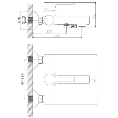 смеситель для ванны haiba hb60652