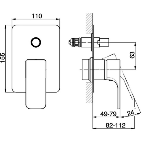 смеситель для ванны cisal cubic cu00210021