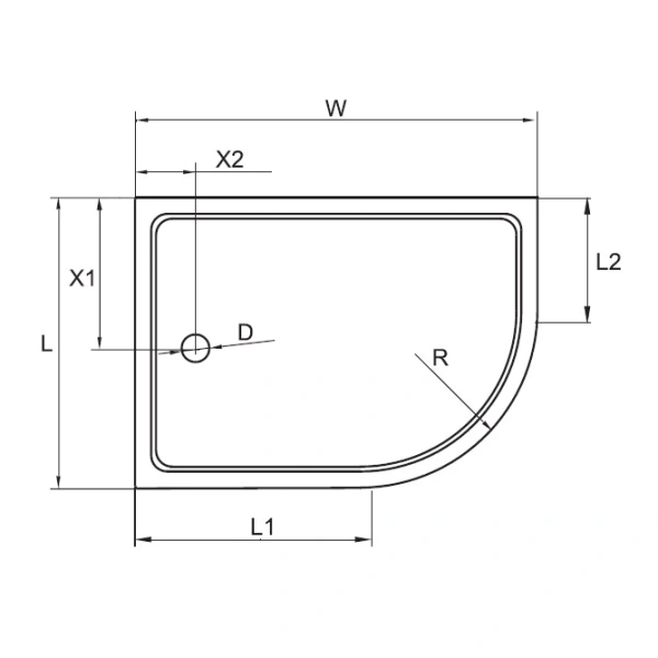 акриловый поддон для душа cezares tray a 100x80 l tray-a-rh-100/80-550-15-w-l белый
