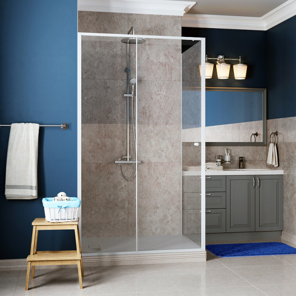 душевой уголок wasserkraft rhin 100x90 44s22 профиль белый, стекло прозрачное