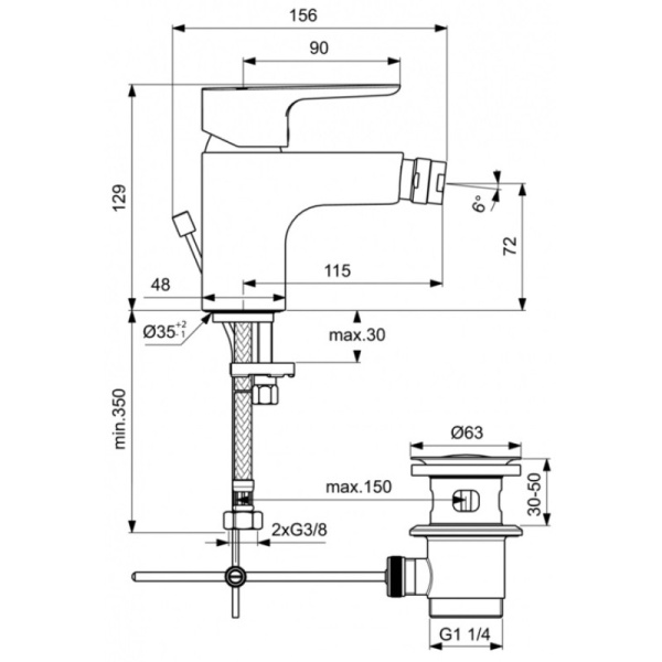 смеситель для биде ideal standard ceraplan iii slim bc626aa