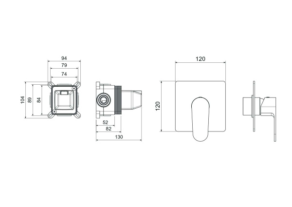 смеситель для душа aquatek оберон aq1266cr, с внутренней частью, цвет хром