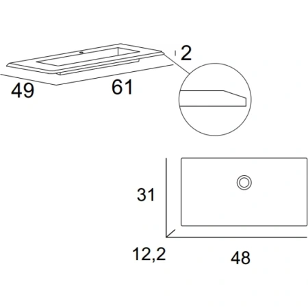 раковина cezares idra 50352 61x49 см, накладная, белый матовый
