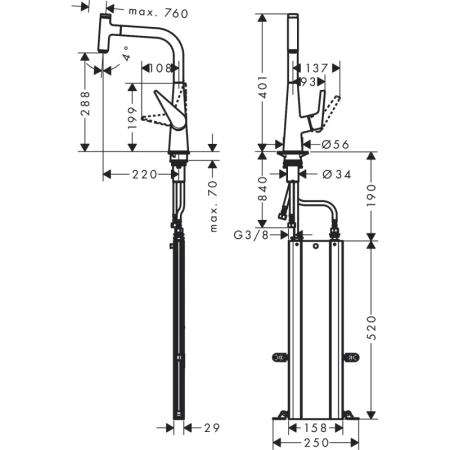 смеситель для кухни hansgrohe talis select m51 73853000