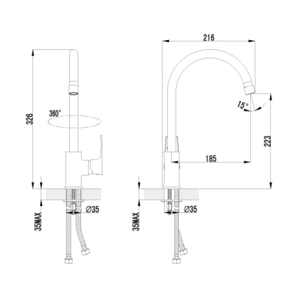 смеситель для кухни с высоким поворотным изливом lemark plus factor lm1605c