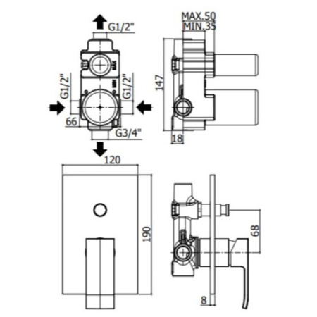 смеситель для ванны paffoni elle el015cr