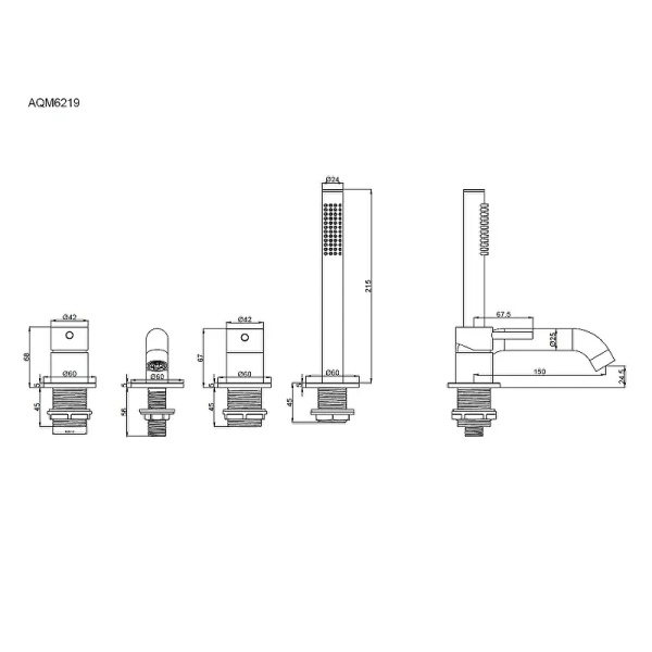 смеситель на борт ванны aquame siena aqm6219mb цвет черный матовый