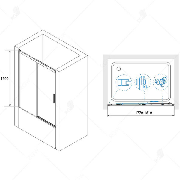 шторка на ванну rgw screens sc-45b 180x150 34114518-14 профиль черный стекло прозрачное