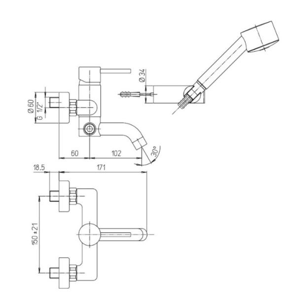 смеситель для ванны paini cox 78cr105 цвет хром