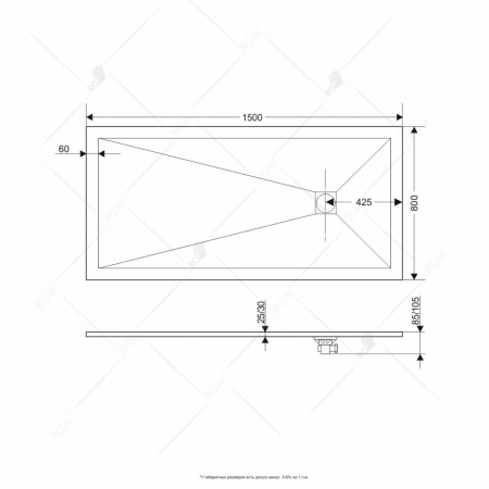 душевой поддон из искусственного камня rgw stt st-0158g 80x150x2,5 серый