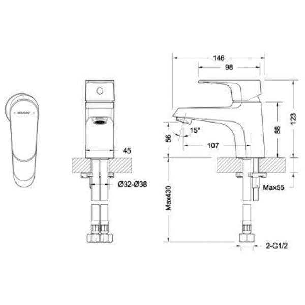 смеситель для раковины bravat alfa f1120178cp хром