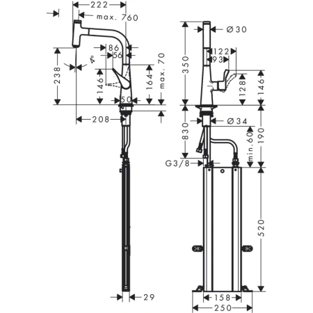 смеситель для кухни hansgrohe metris select m71 73802000