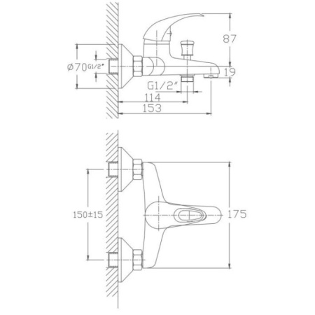 смеситель для ванны haiba hb3015 цвет хром