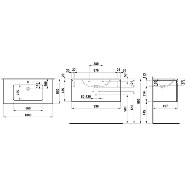laufen laufen pro s тумба с раковиной 100х50х46см, подвесная, цвет: белый матовый