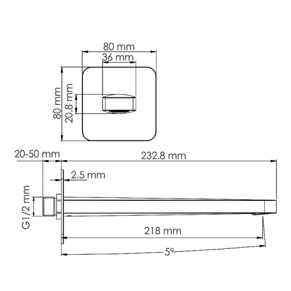 излив для ванны wasserkraft weida a270, настенный, цвет хром