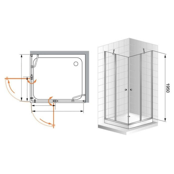 душевой уголок cezares elena 120x90 текстурное стекло elena-w-ah-2-120/90-p-cr-r