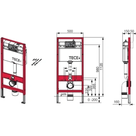 комплект подвесной унитаз santiline sl-5002 + система инсталляции tece 9400413