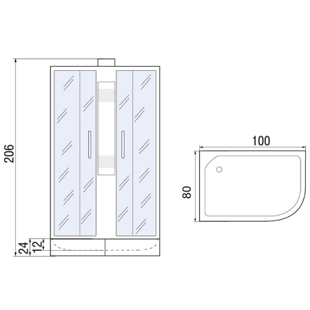 душевая кабина river nara 100x80 мт r б/к 10000008787 без гидромассажа