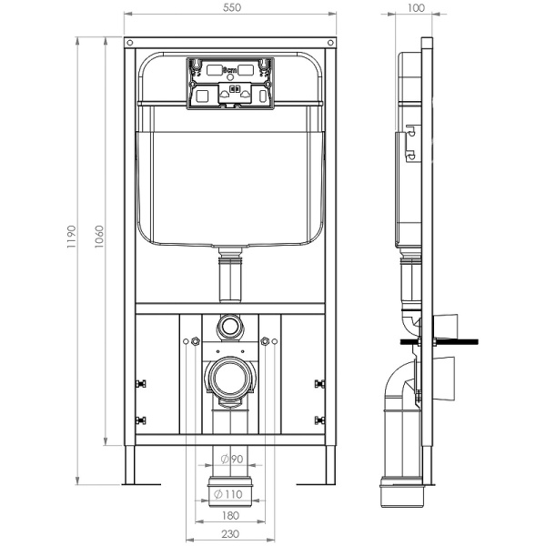 комплект унитаза с инсталляцией santiline sl-5018mb+sl-03 с сиденьем микролифт и черной матовой клавишей смыва