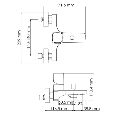 смеситель для ванны wasserkraft naab 8601