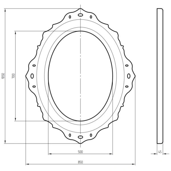 зеркало migliore cdb 105х85 24964 серебро