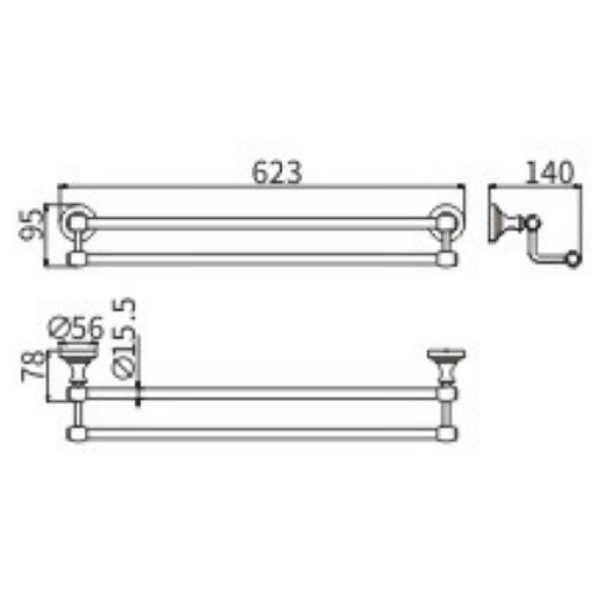 Полотенцедержатель CeramaLux Bianco 52009 двойной Хром