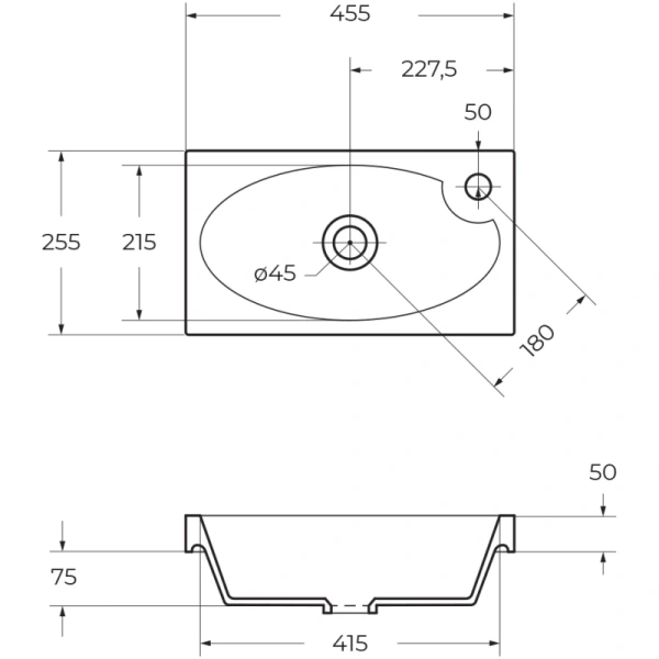 раковина полувстраиваемая belbagno pietra mini 46 bb-460-pm-lvb белая