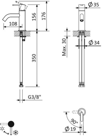 смеситель для раковины cezares leaf-lsm2-l-bio, цвет белый матовый