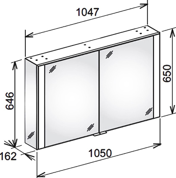 зеркальный шкаф keuco royal 60 22102 171301 1050x50x162мм