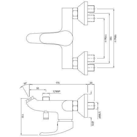 смеситель для ванны jaquar eko eko-chr-33119