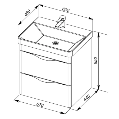 раковина aquanet sanovit luxury 60 11060-kl 00182311, цвет белый