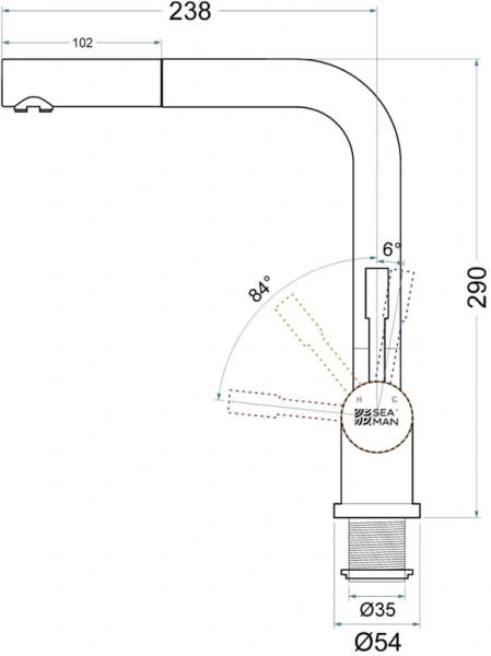 смеситель для кухни seaman eco venice ssn-0912p-dg dark gun