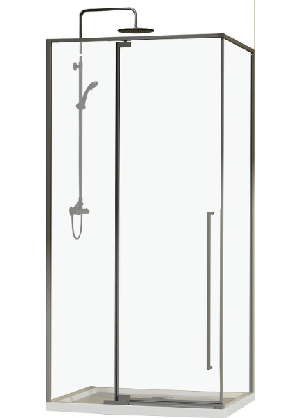 душевой уголок, душевое ограждение esbano art esa-128ps-gm 120х80 см с распашной дверью, прямоугольный, профиль оружейная сталь (gun metal), стекло прозрачное 6 мм, без поддона