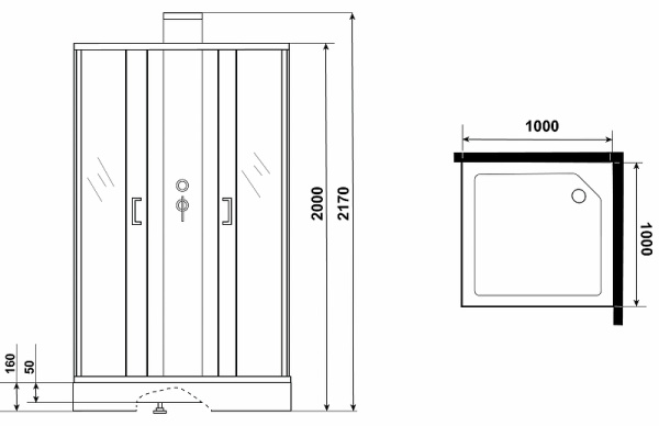 душевая кабина grossman elegans 100x100 gr250q без гидромассажа