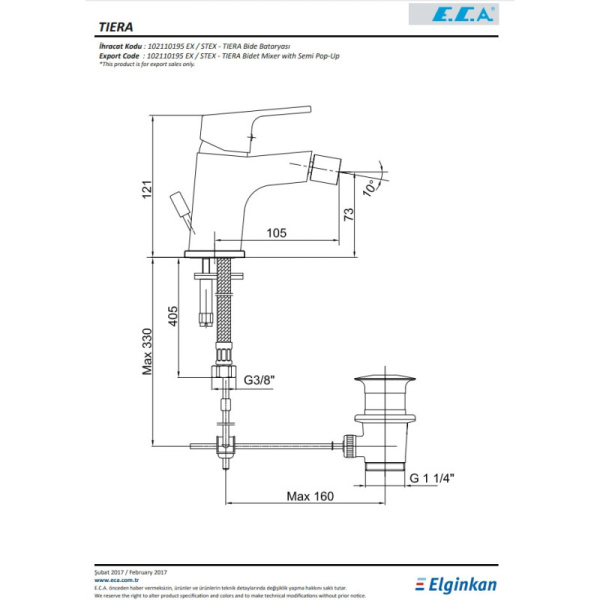 смеситель для биде e.c.a. tiera 102110195ex