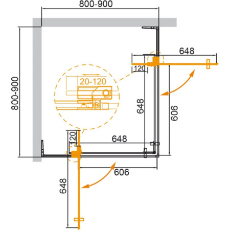 душевой уголок 80-90x80-90 cezares slider-a-2-80/90-c-nero прозрачное