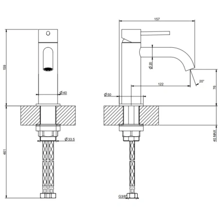 смеситель gessi gessi316 54002#299 для раковины, с изливом 122 мм, без донного клапана, цвет черный xl