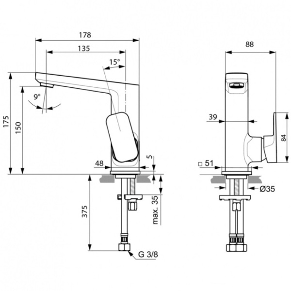 смеситель для раковины ideal standard tonic ii a6333aa