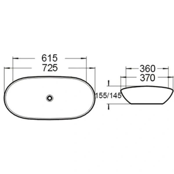 раковина santiline sl-1025b накладная, 72.5x37 см, цвет черный матовый