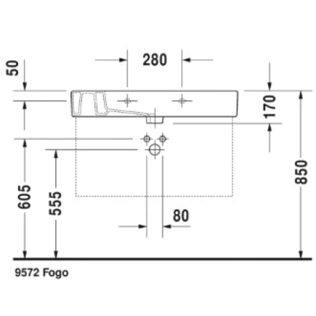 раковина полувстраиваемая duravit vero 85 см 0329850000