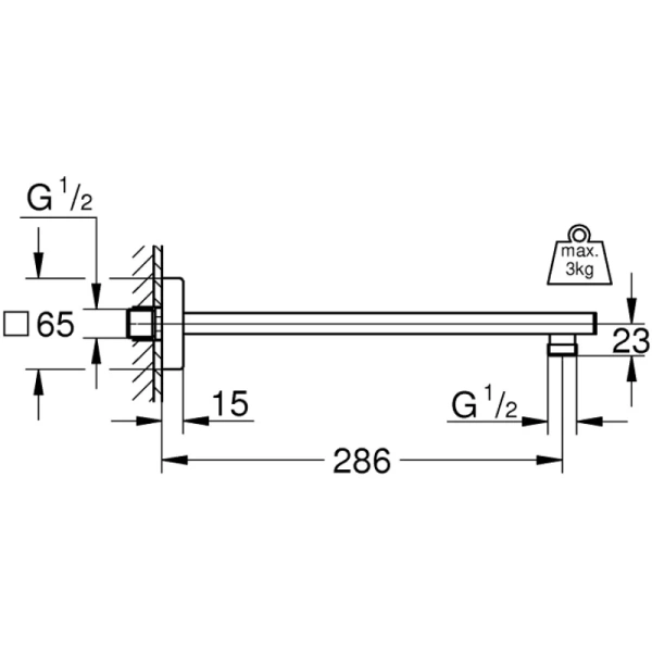 кронштейн для верхнего душа 286 мм grohe rainshower 27709000
