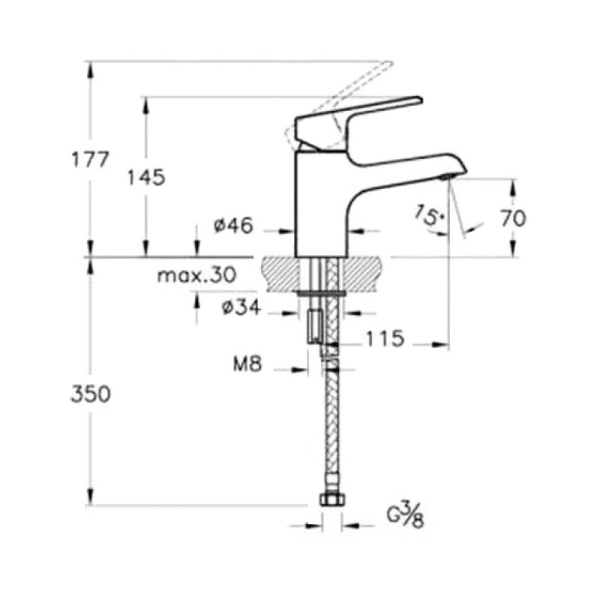 смеситель для раковины vitra axe s a41069exp