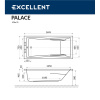 акриловая ванна excellent palace 170x75 белая waex.pal17wh